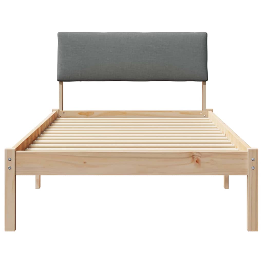 Bed frame Brown and dark grey 100 x 200 cm Solid pine wood
